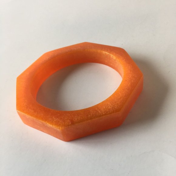 Metallic Orange Cloud Resin Bangle Bracelet Contemporary Jewelry - Picture 4 of 5